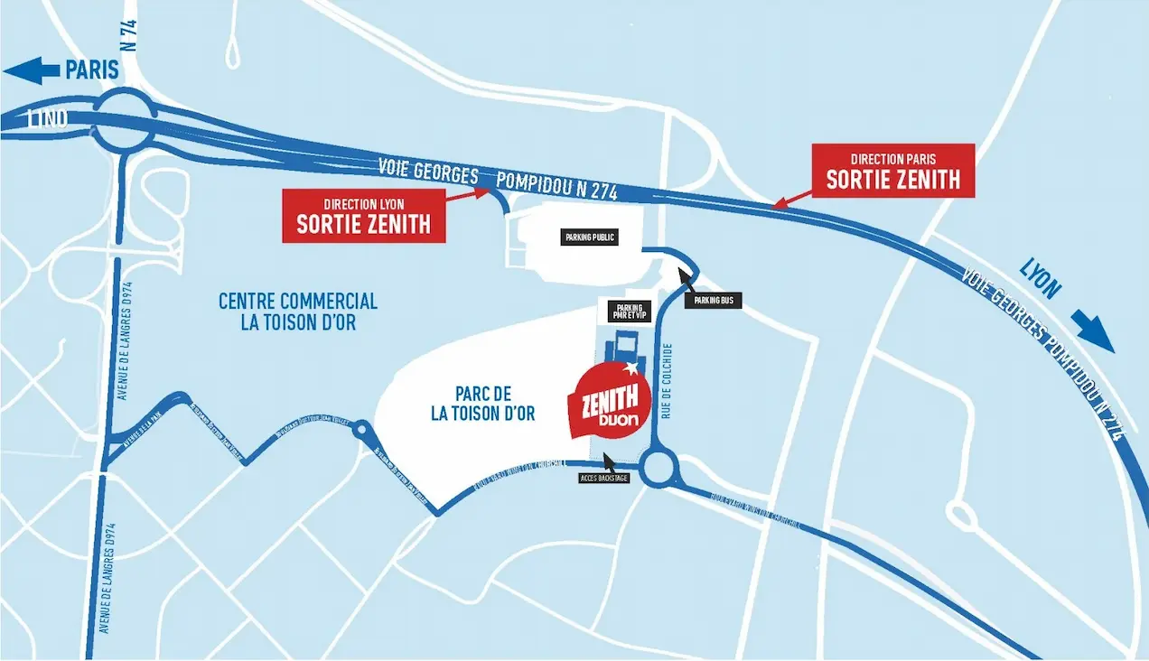 Plan d'accès au Zénith de Dijon